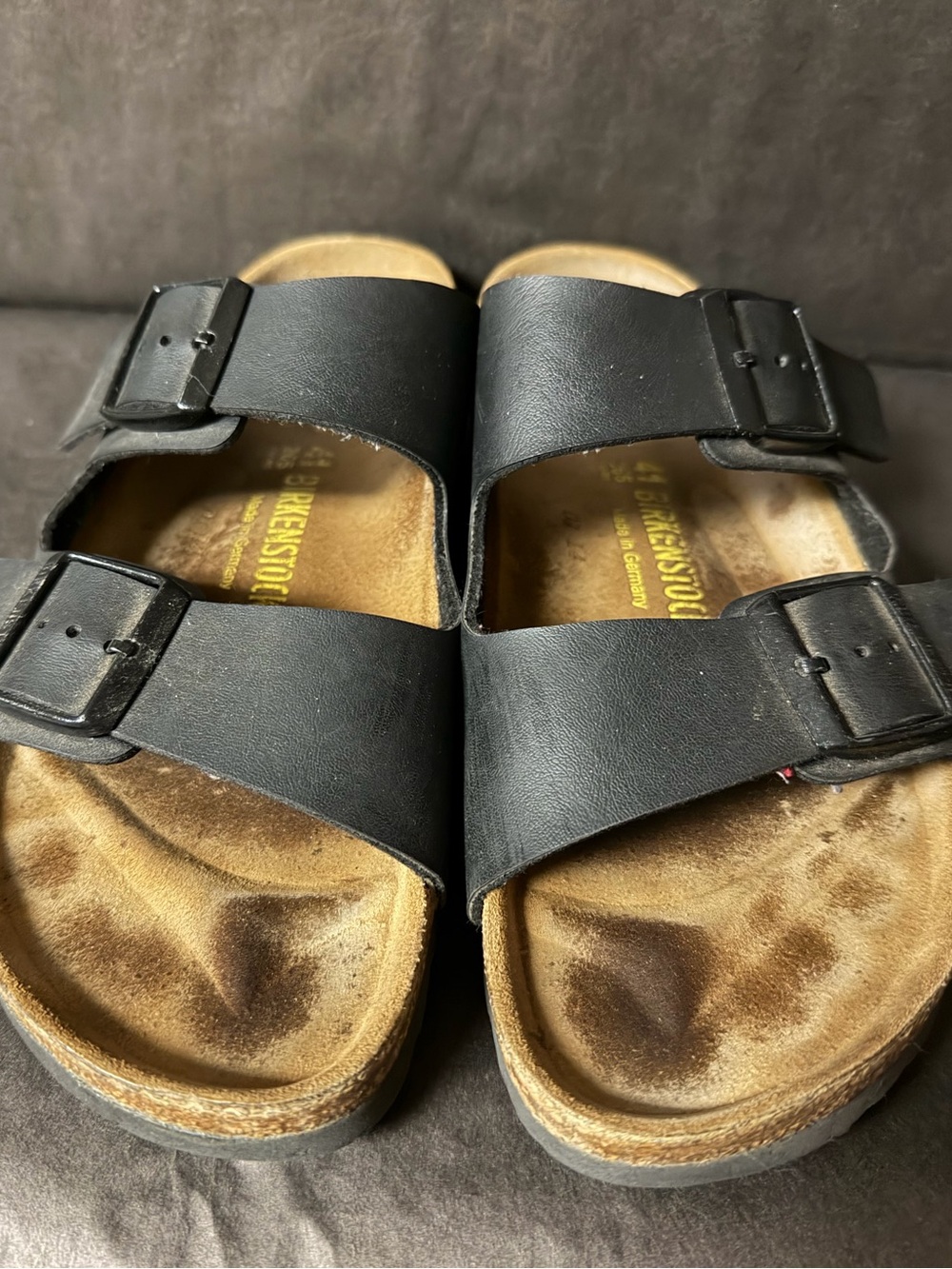 Birkenstock Black Leather Double Strap Arizona Sandals - Picture 1 of 7
